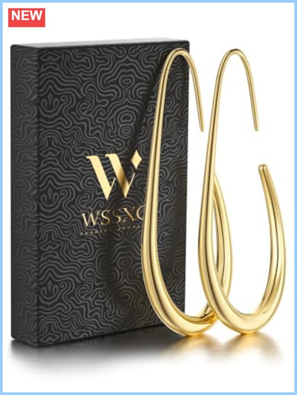 2Pair 18k Gold Plated Teardrop Hoop Earrings Stainless Steel Women Jewelry